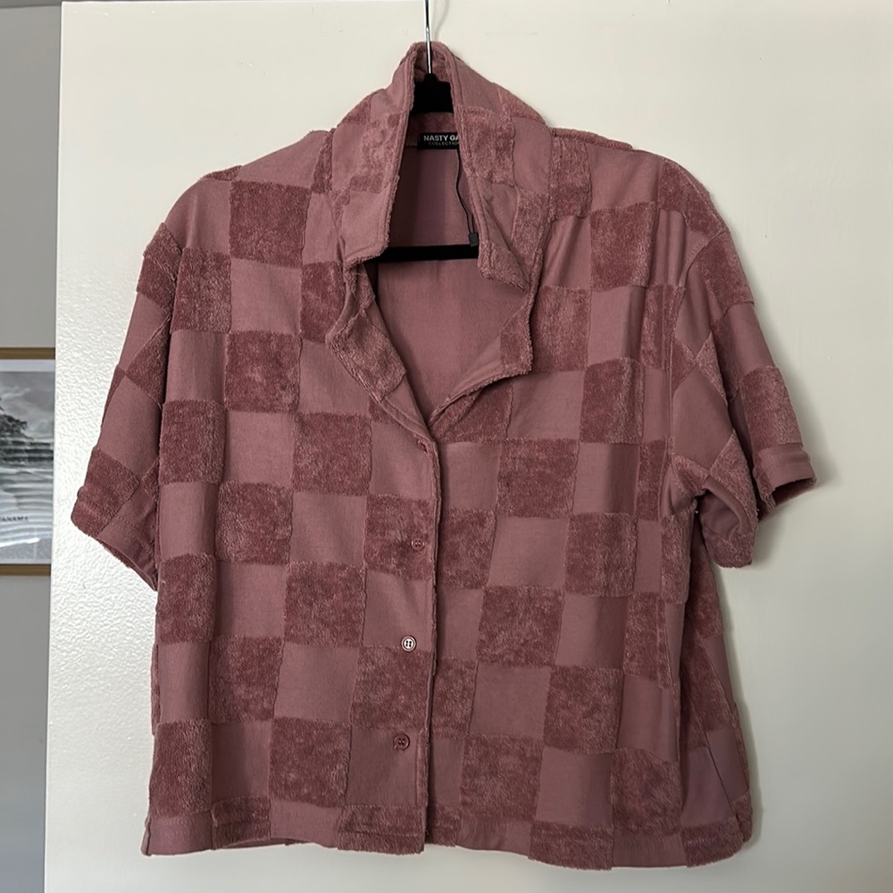 Pink/mauve nasty gal checkered shirt